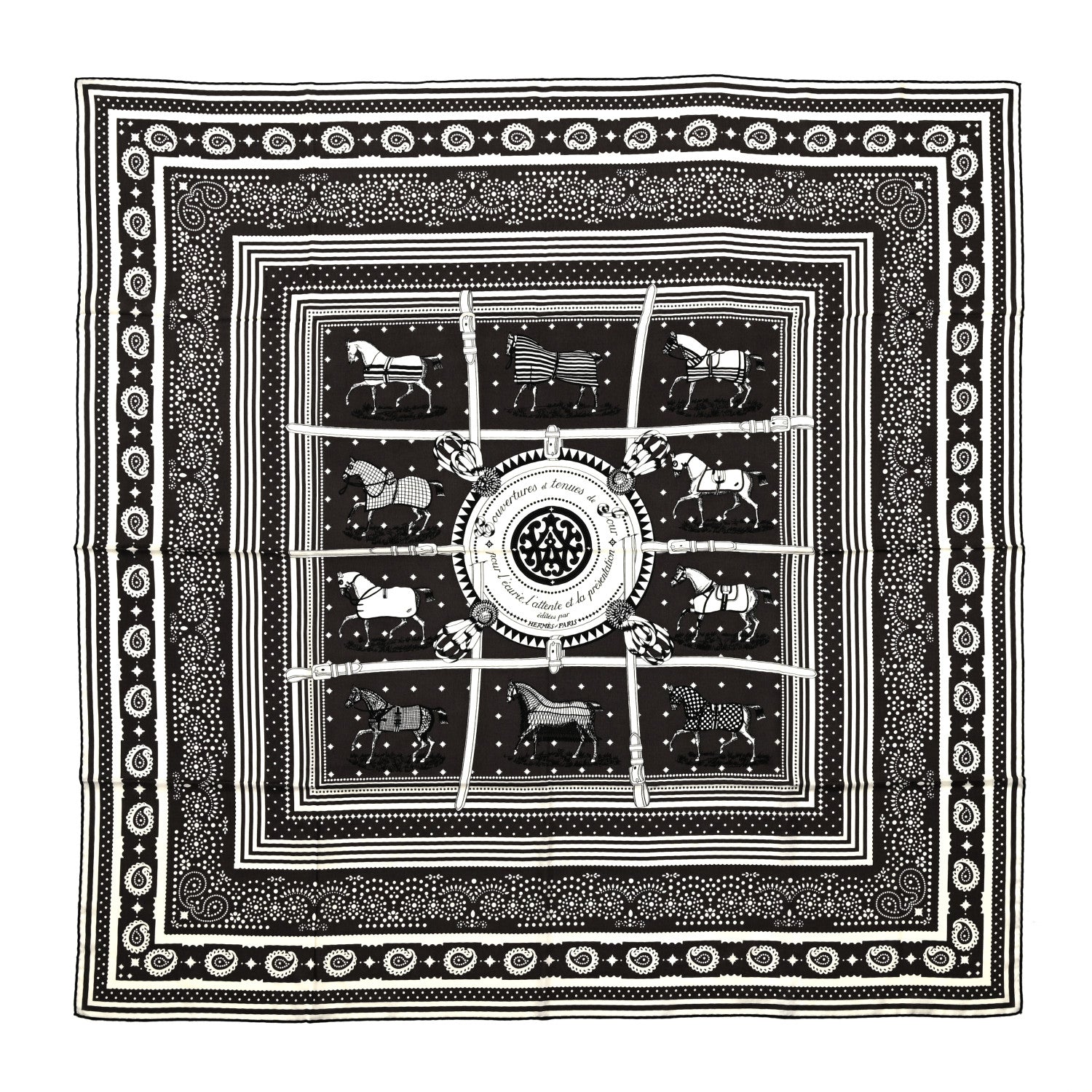Hermes Cashmere Silk Couvertures Et Tenues Shawl 140 Gris Taupe Black 1 of 5