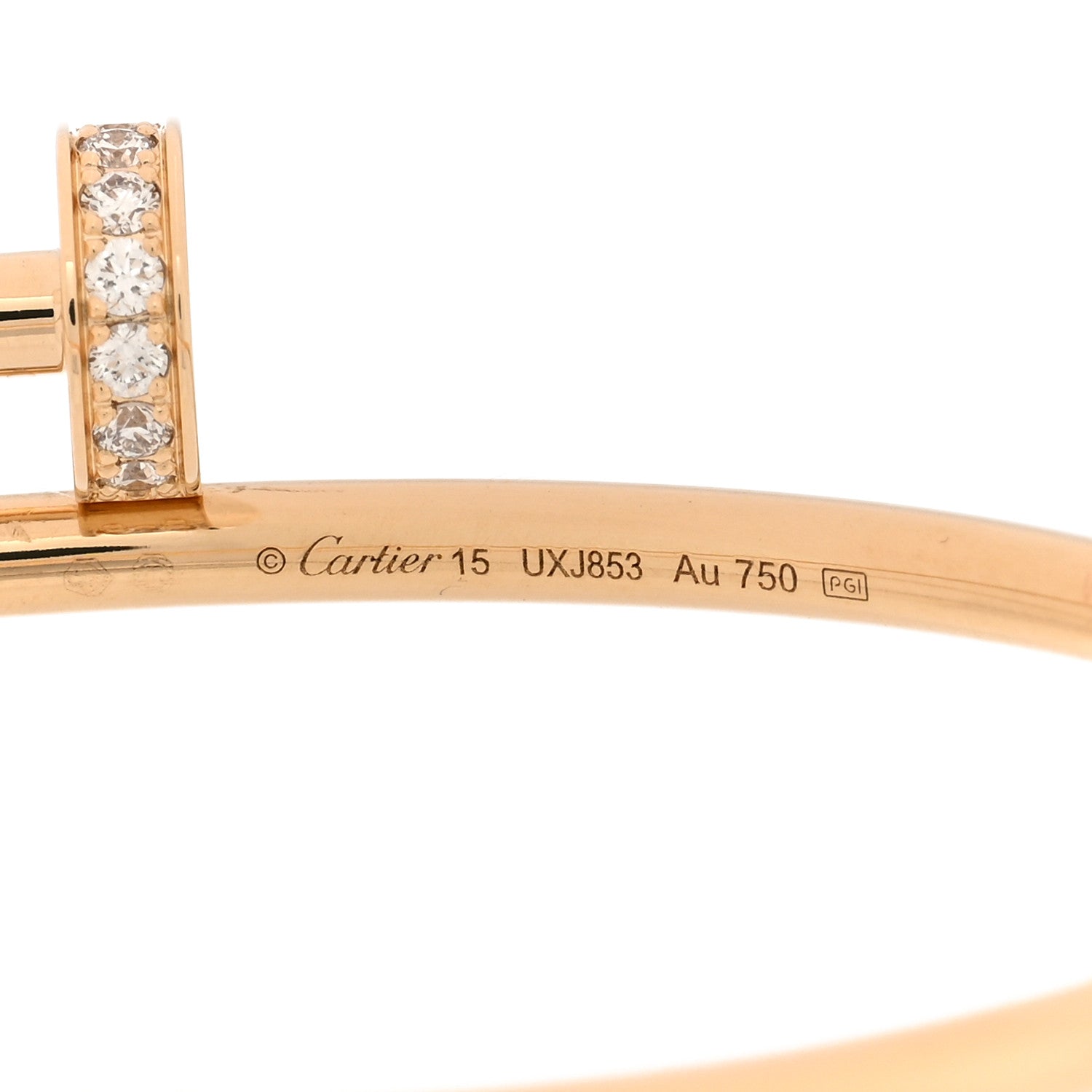 Cartier 18K Yellow Gold Diamond Small Juste Un Clou Bracelet 15 3 of 5