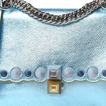 Fendi Vitello Catalan Mirror Scalloped Multi Studded Small Kan I Shoulder Bag Blue 10 of 10