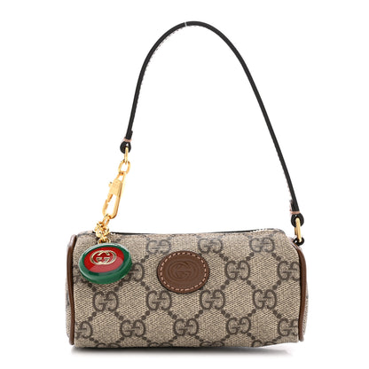 Gucci GG Supreme Monogram Azalea Calfskin Mini Retro Interlocking G Charm Bag Beige Ebony Brown Sugar 1 of 6