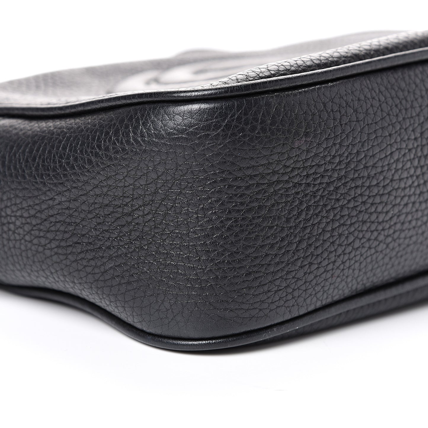 Pebbled Calfskin Small Soho Disco Bag Black