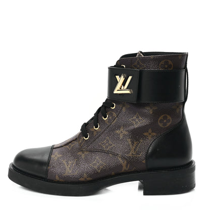 Louis Vuitton Calfskin Monogram Wonderland Flat Ranger Boots 41 Black 1 of 10