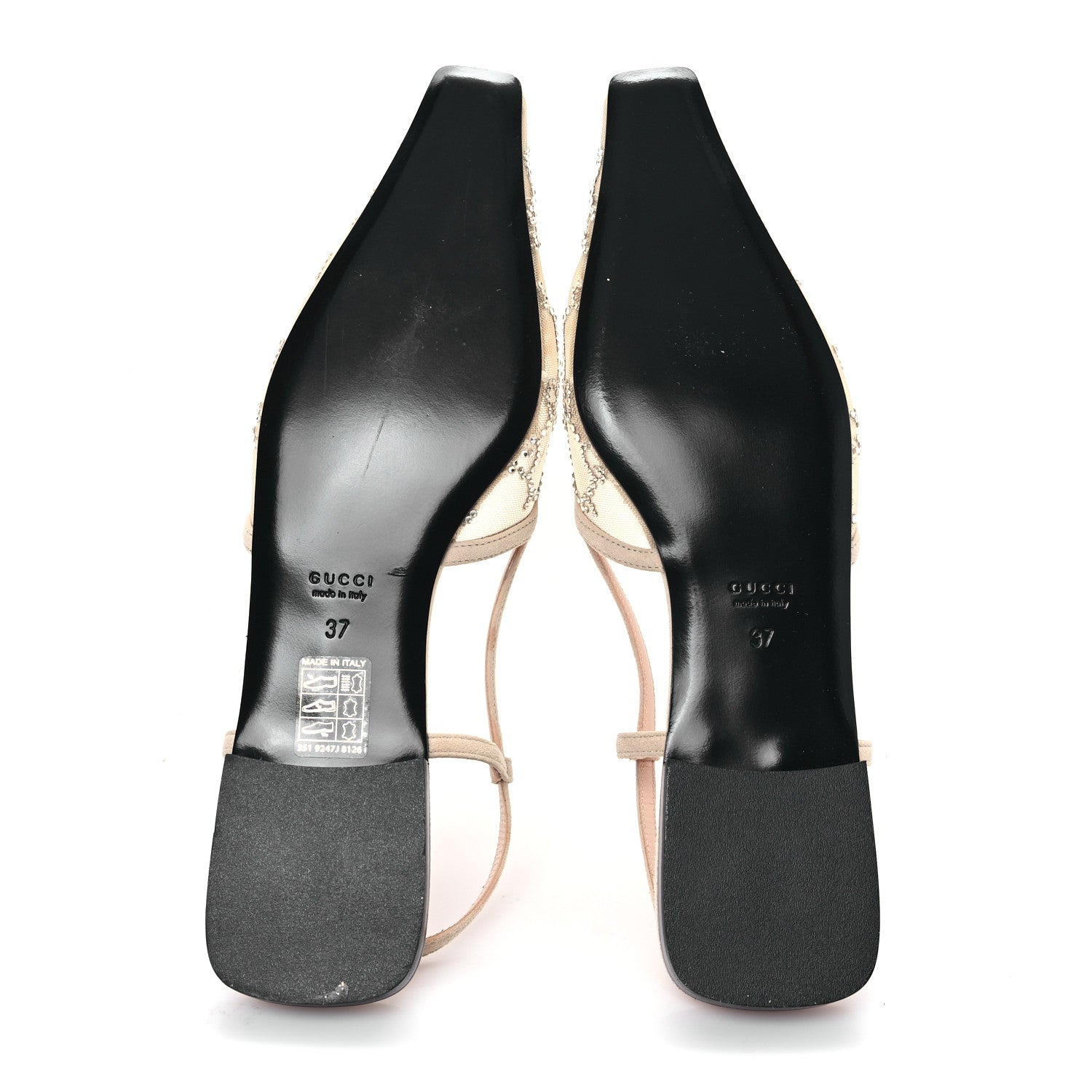 Gucci Suede Mesh Crystal GG Monogram Slingback Ballet Flats 37 Light Powder Skin Rose 6 of 9