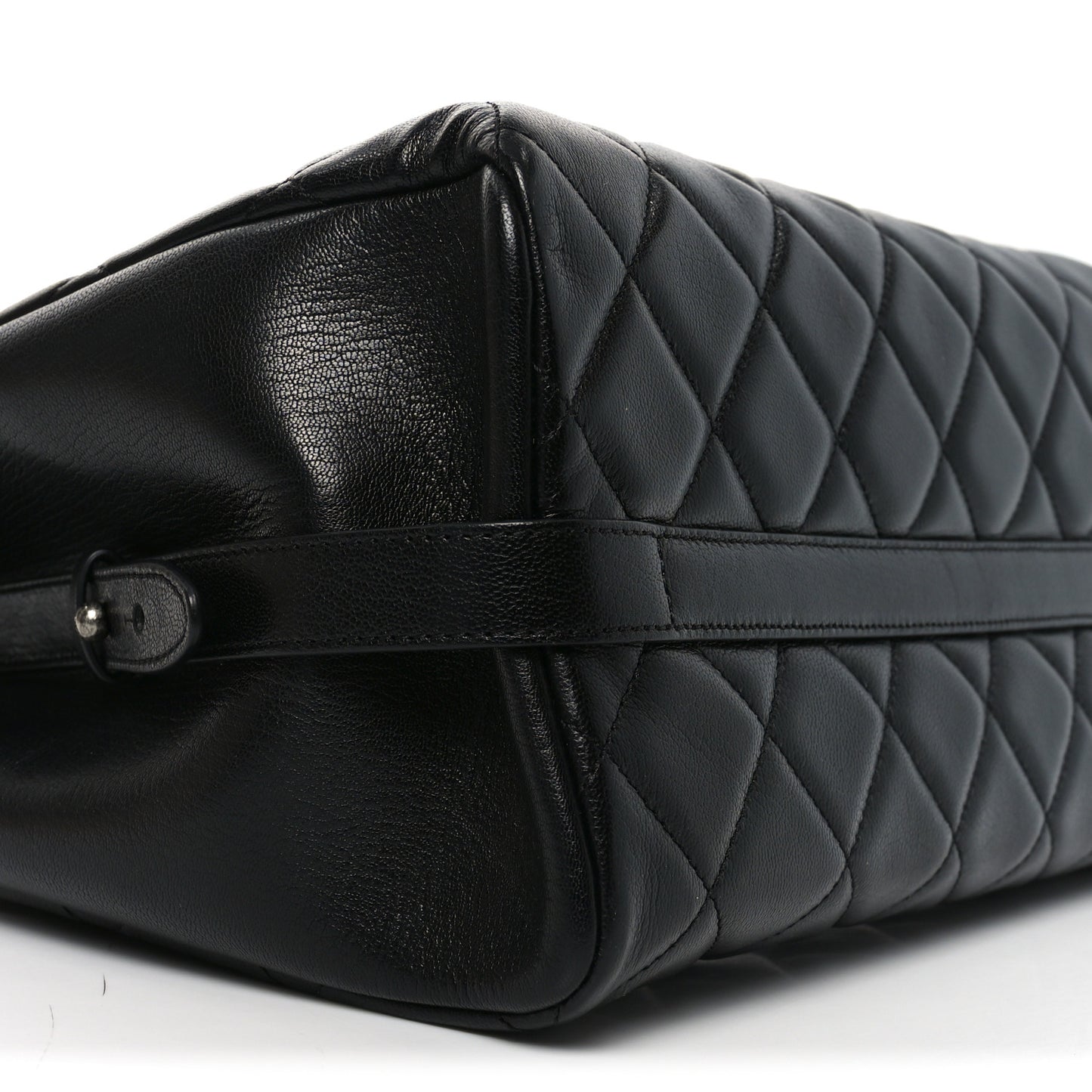 Metallic Goatskin Quilted Small City Rock Shopping Tote Black