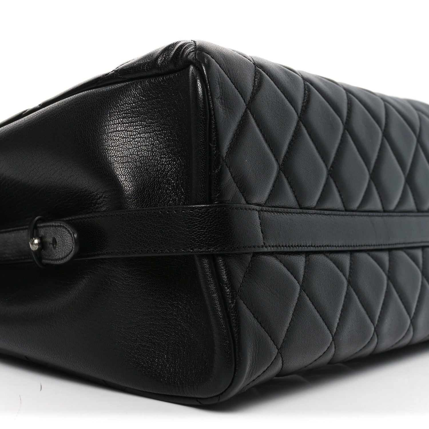 Chanel Metallic Goatskin Quilted Small City Rock Shopping Tote Black 9 of 10