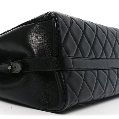 Chanel Metallic Goatskin Quilted Small City Rock Shopping Tote Black 9 of 10
