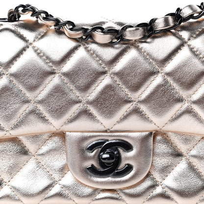Chanel Metallic Lambskin Quilted Mini Rectangular Flap Gold Black 10 of 11