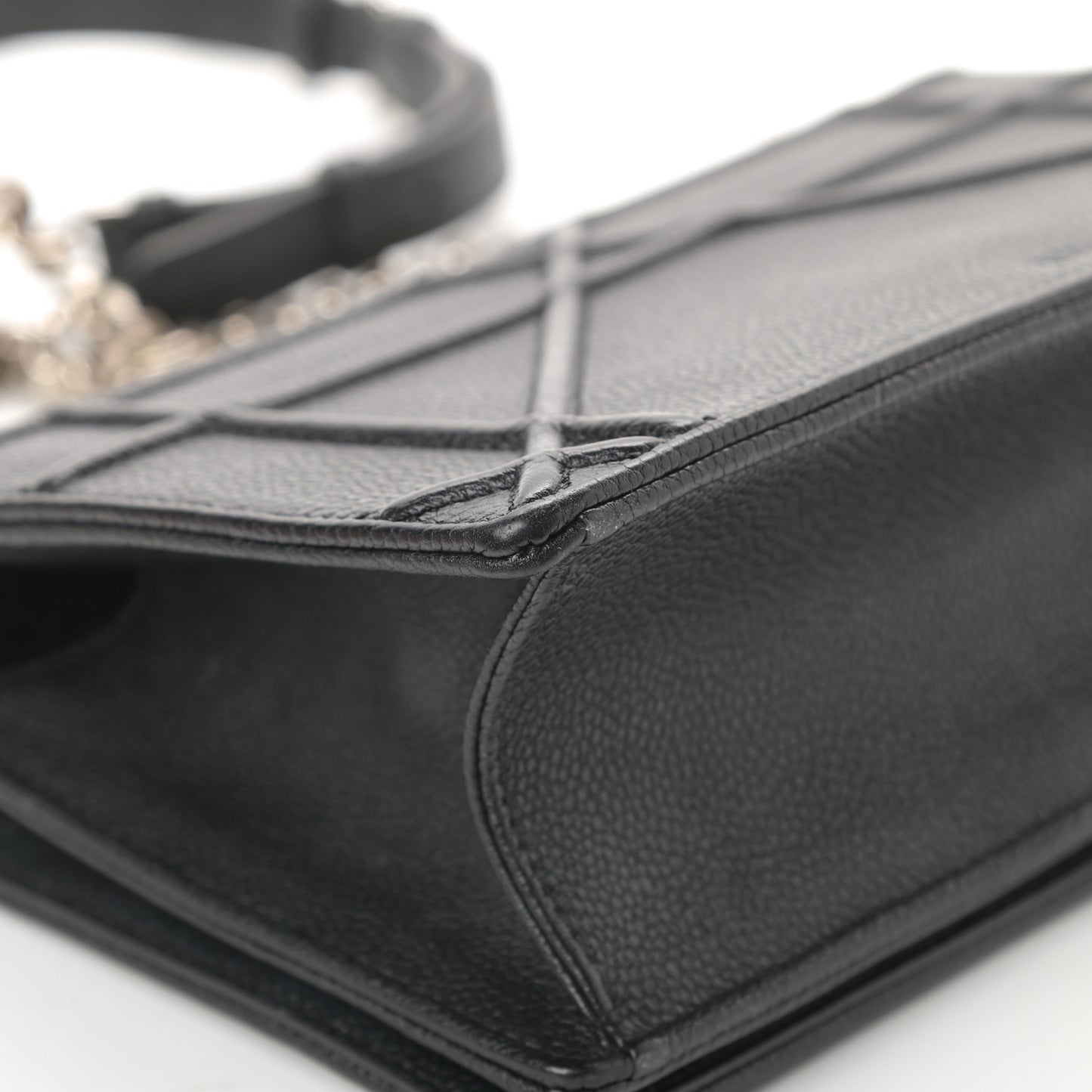 Grained Calfskin Small Diorama Flap Bag Black