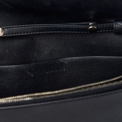 Celine Smooth Lambskin Frame Evening Chain Clutch Black White 8 of 13