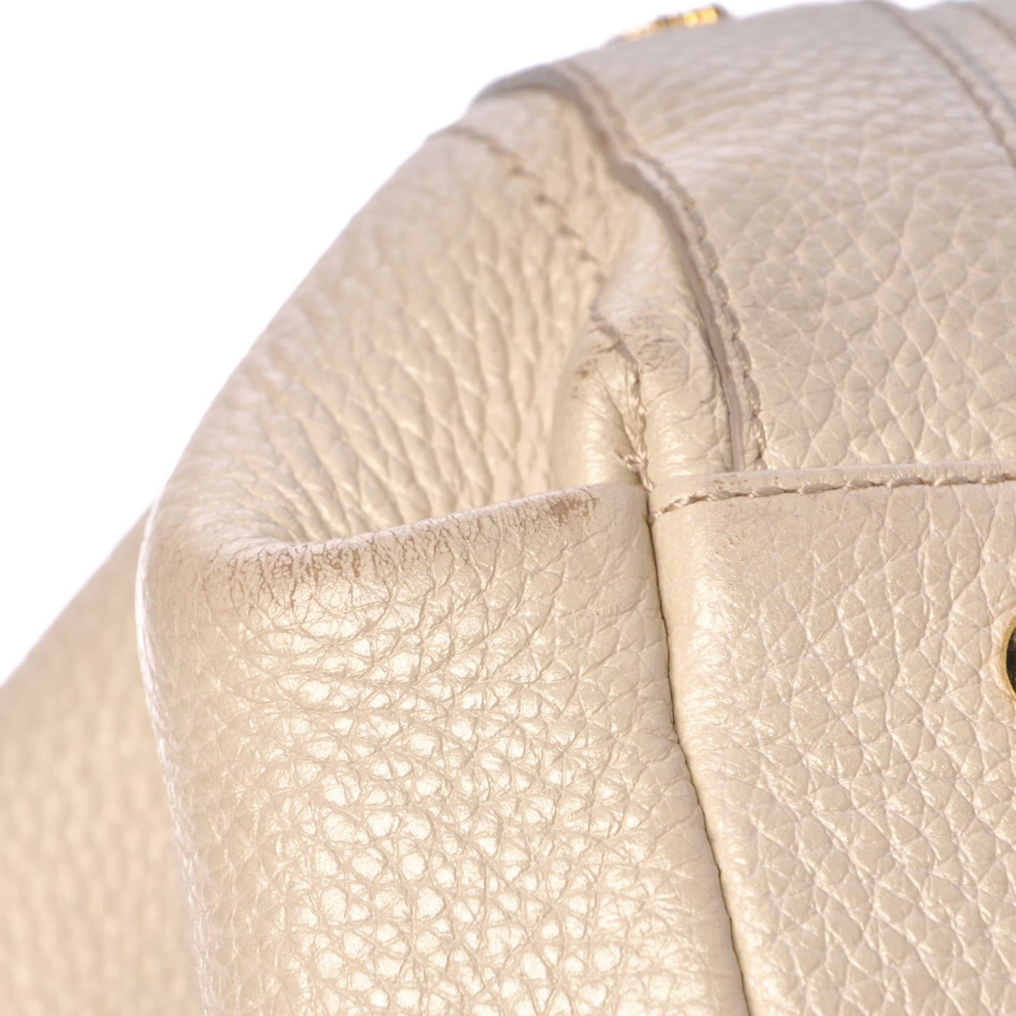 Grained Calfskin Studded Tote White