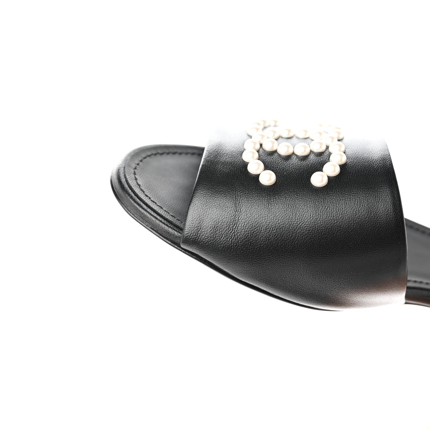 Chanel Lambskin Pearl CC Sandals 39 Black 9 of 11