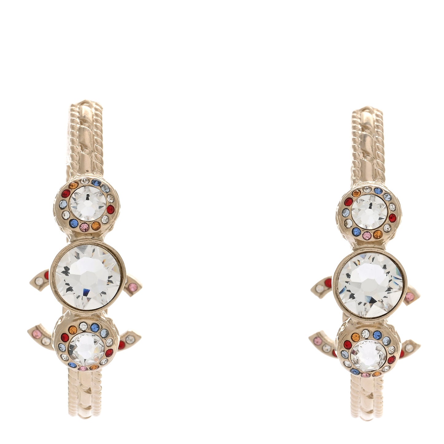 Crystal Pearl CC Hoop Earrings Gold Multicolor