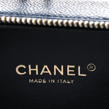 Chanel Caviar Quilted Small CC Filigree Vanity Case Navy Black 6 of 11