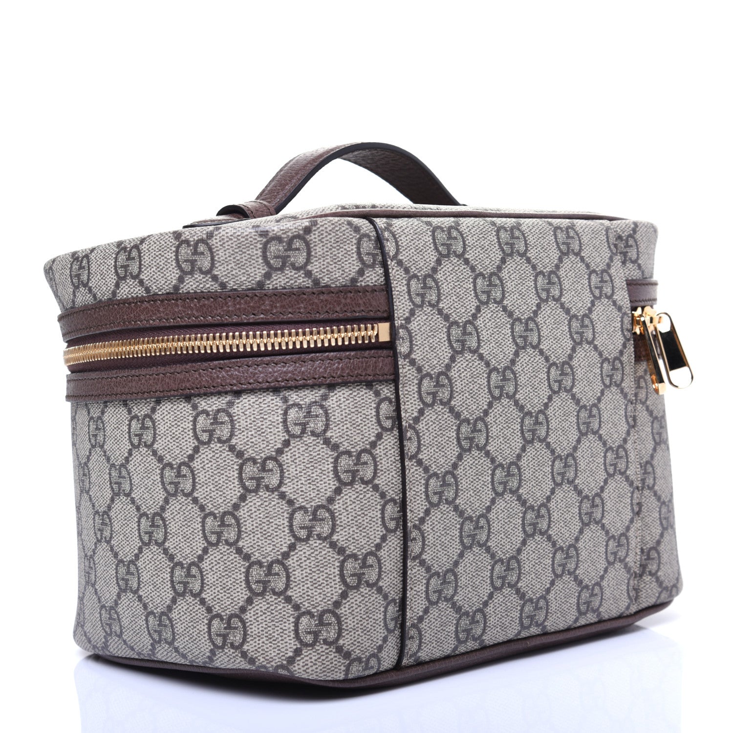 Gucci GG Supreme Monogram Textured Calfskin Web Small Ophidia Vanity Cosmetic Case Beige Ebony New Acero 3 of 14