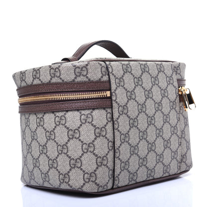 Gucci GG Supreme Monogram Textured Calfskin Web Small Ophidia Vanity Cosmetic Case Beige Ebony New Acero 3 of 14
