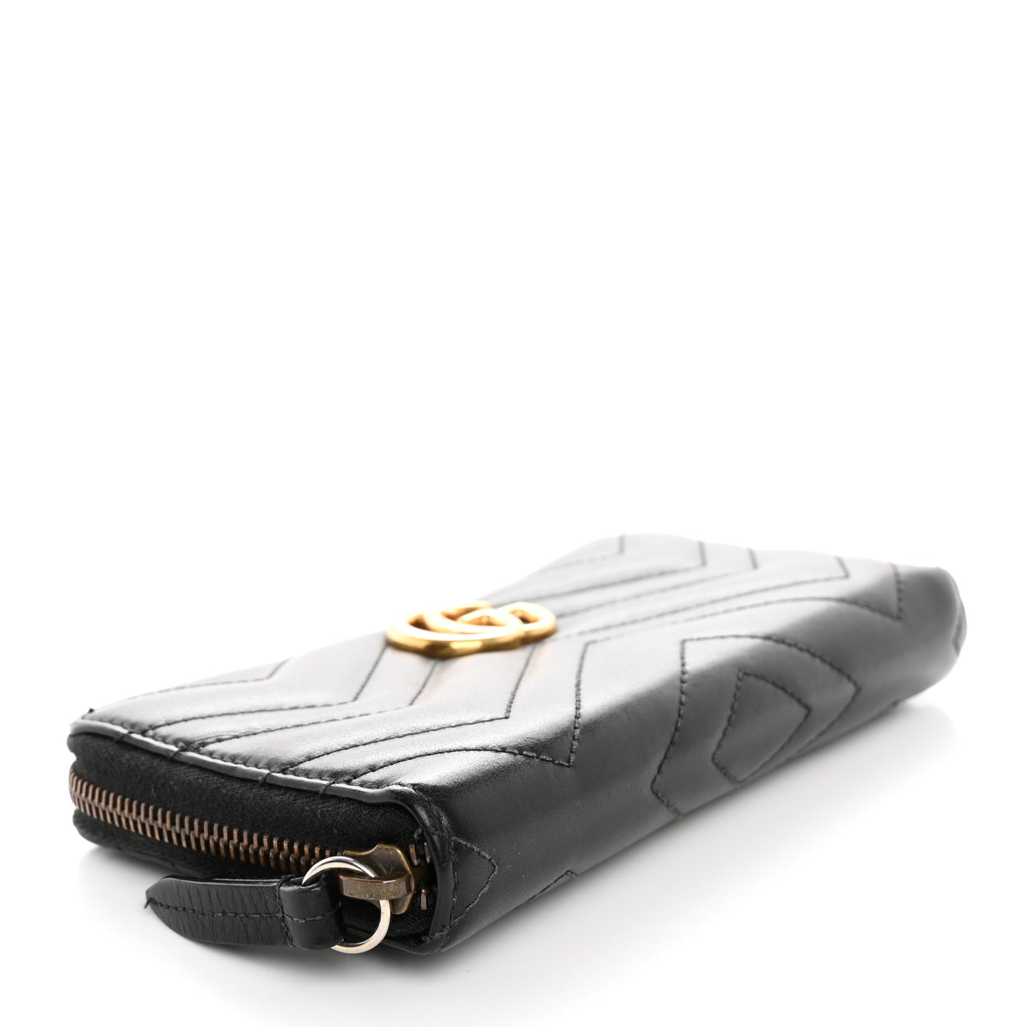 Calfskin Matelasse GG Marmont Zip Around Wallet Black
