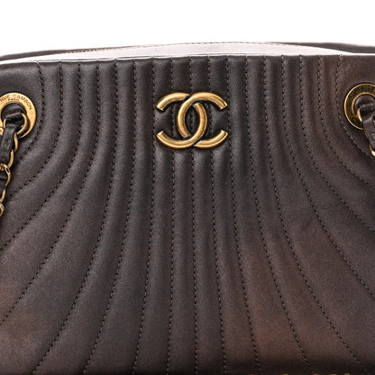 Chanel Metallic Lambskin Paris Shanghai Quilted Tote Kahki 9 of 11