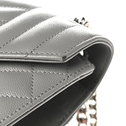 Saint Laurent Grain De Poudre Textured Mixed Matelasse Medium Triquilt Monogram Satchel  New Stone Grey 11 of 12