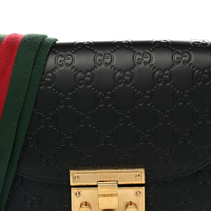 Gucci Guccissima Web Medium Padlock Messenger Shoulder Bag Black 10 of 12
