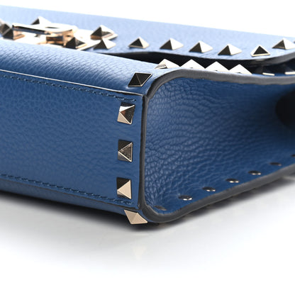 Valentino Garavani Pebbled Calfskin Medium Rockstud Flip Lock Crossbody Bag Baltique 9 of 9