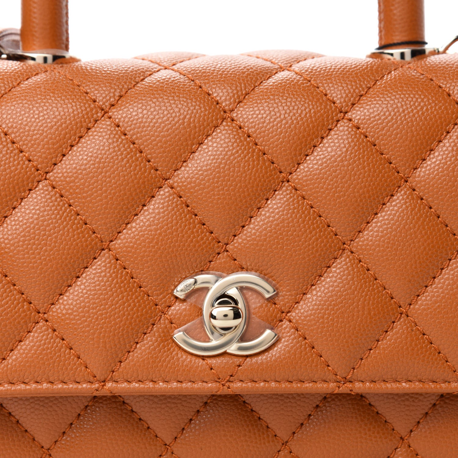 Chanel Caviar Quilted Mini Coco Handle Flap Light Brown 10 of 11
