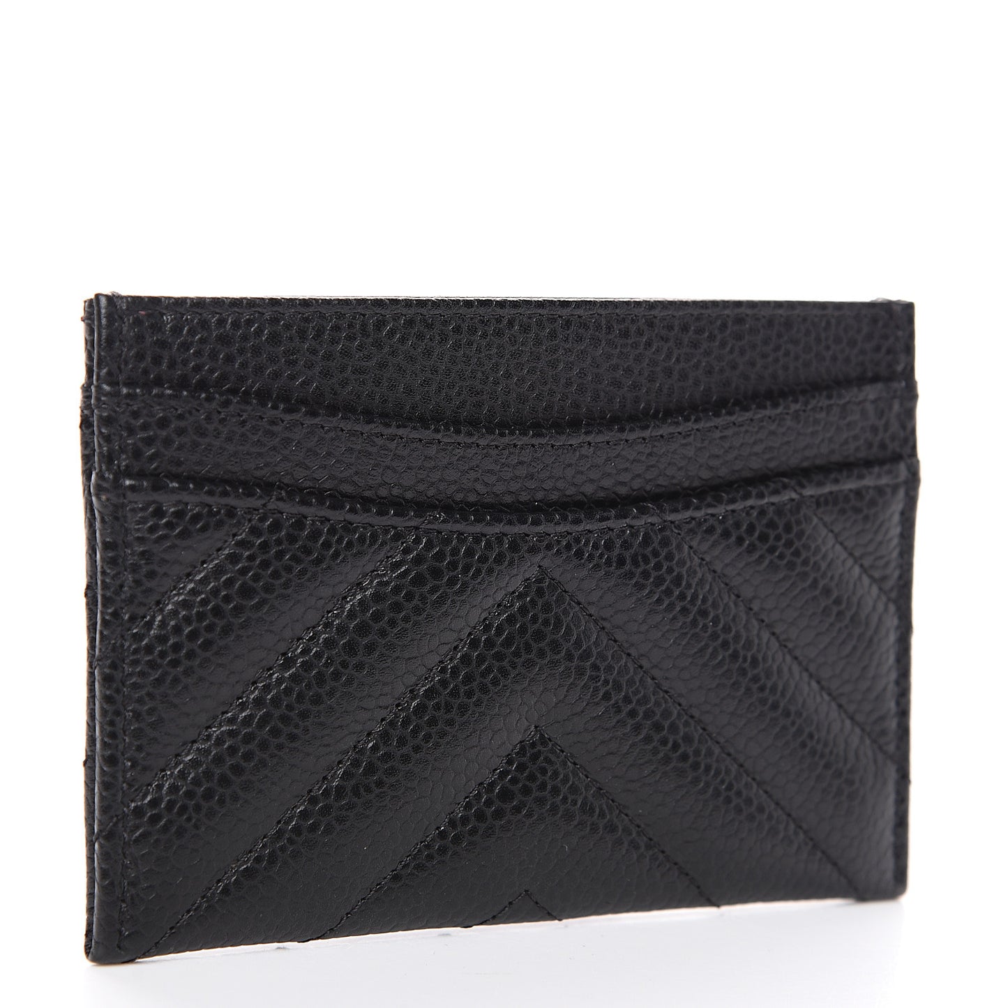 Caviar Chevron Quilted Card Holder Black