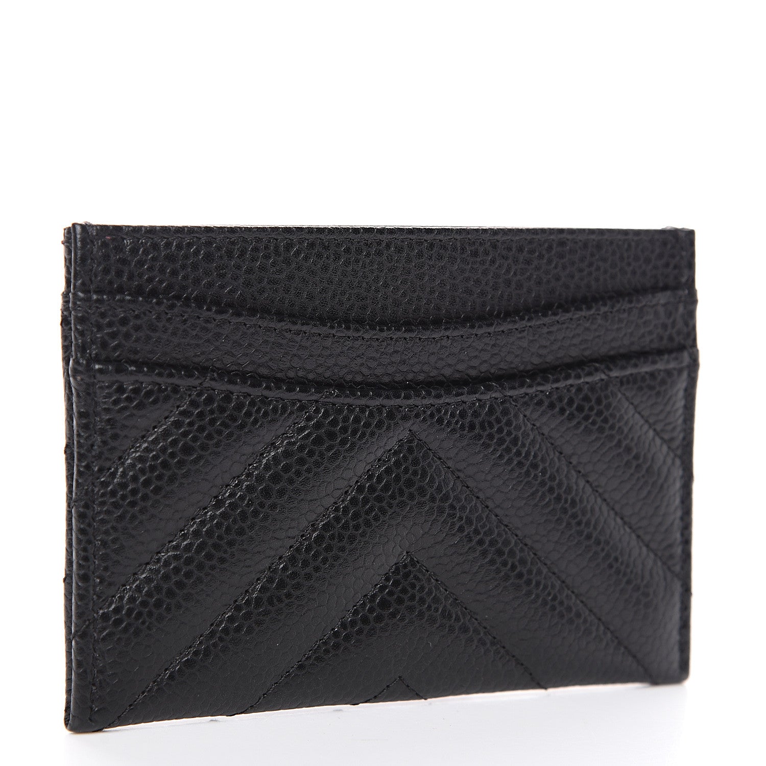 Chanel Caviar Chevron Quilted Card Holder Black 2 of 8