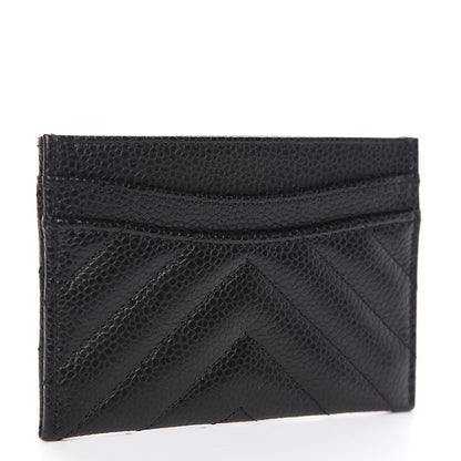 Chanel Caviar Chevron Quilted Card Holder Black 2 of 8