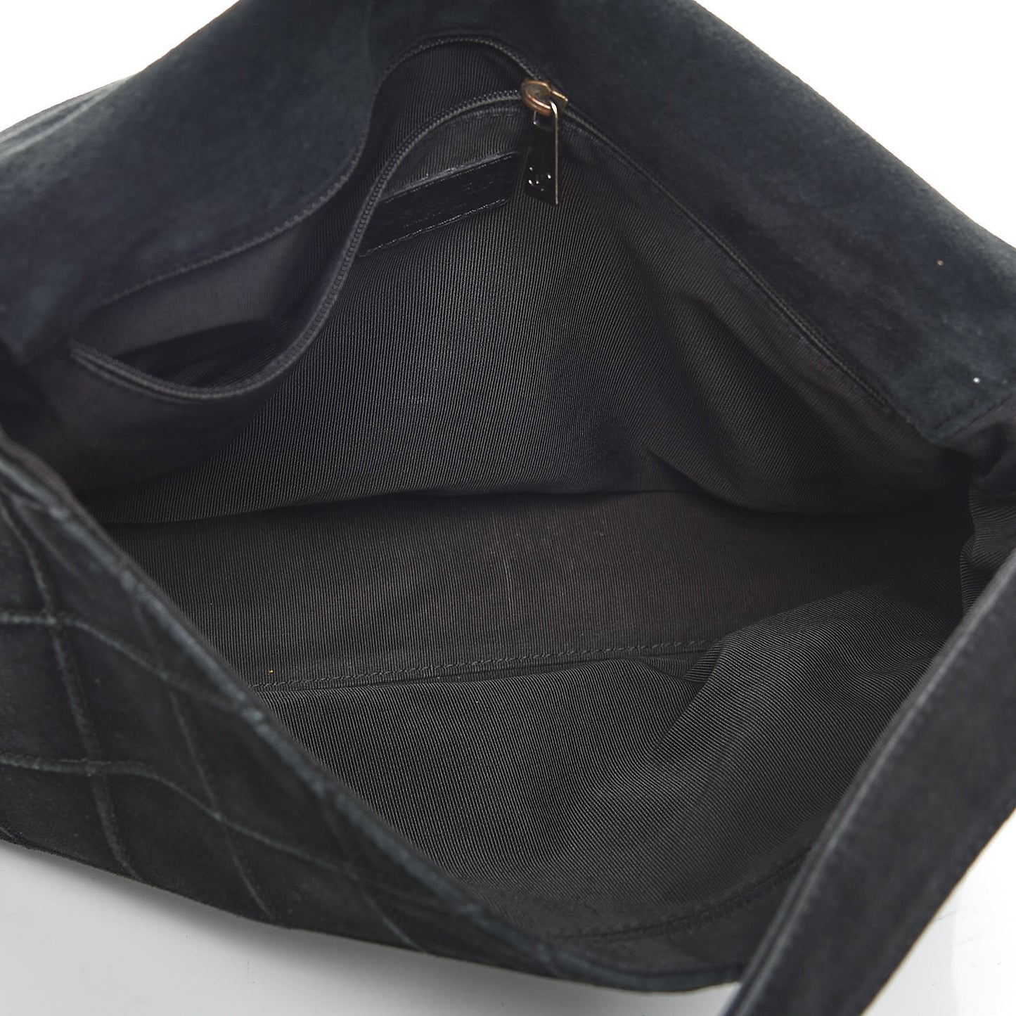 Suede Quilted Flap Shoulder Bag Black