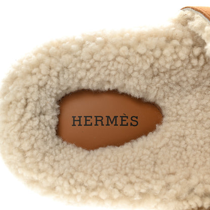 Hermes Suede Goatskin Woolskin Womens Chypre Sandals 40.5 Naturel Ecru 7 of 8