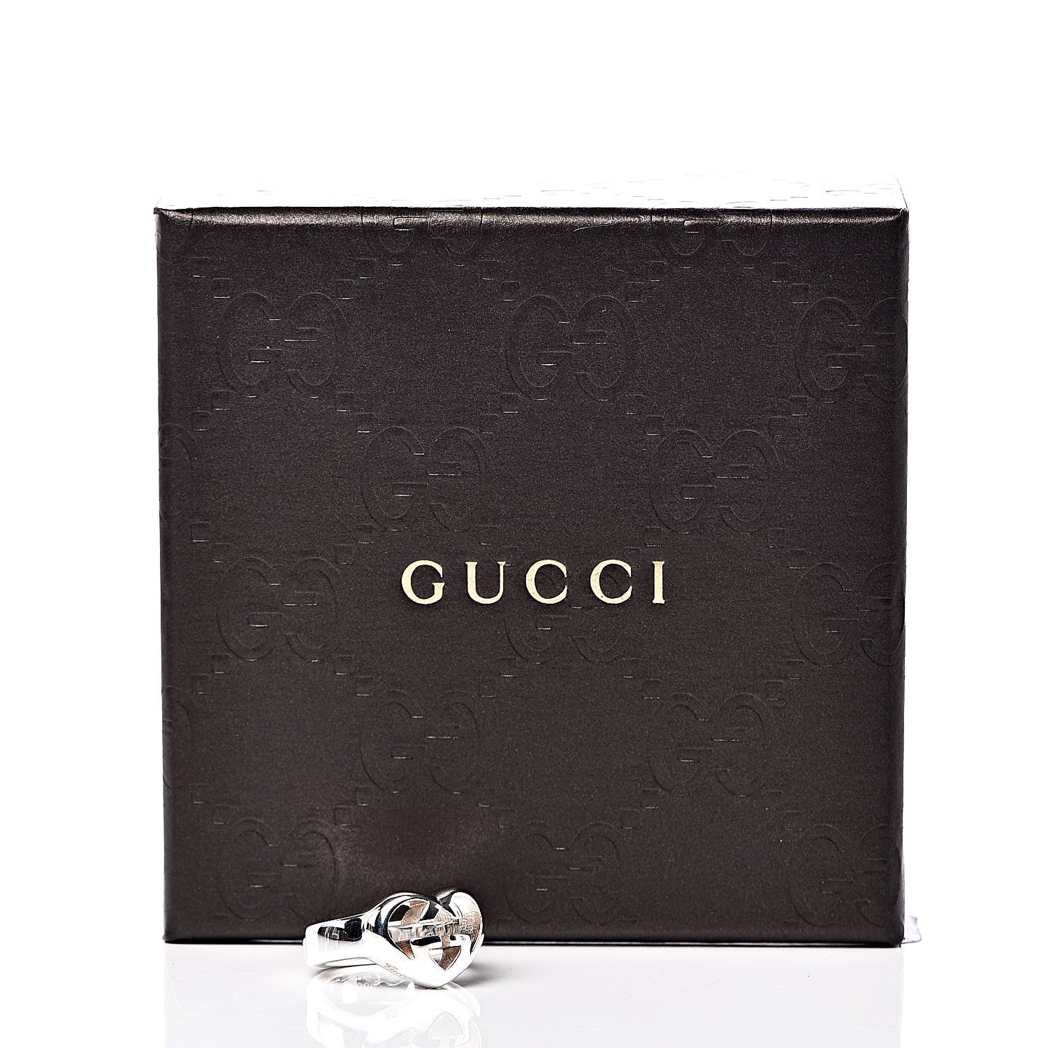 Gucci Sterling Silver Interlocking G Heart Ring 49 4.75 6 of 6