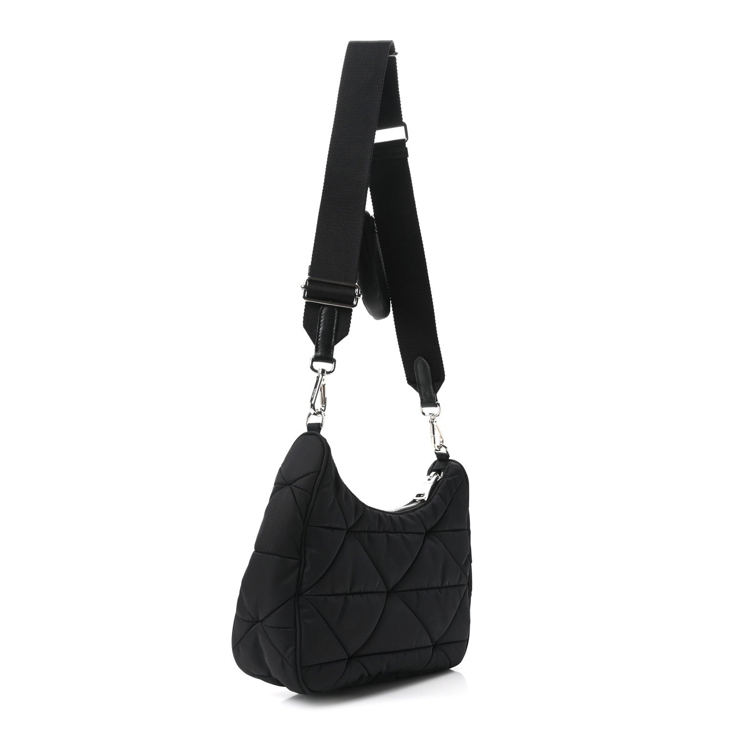 Prada Re-Nylon Triangle Padded Patchwork Shoulder Bag Black 3 of 10