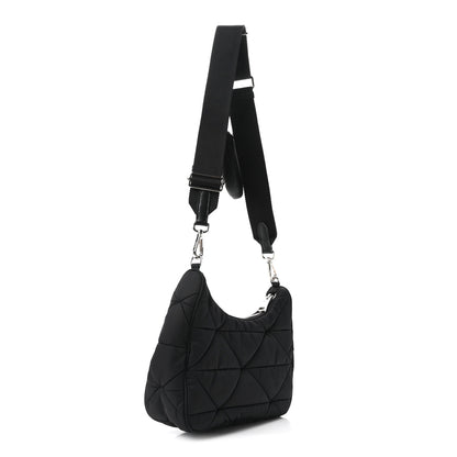 Prada Re-Nylon Triangle Padded Patchwork Shoulder Bag Black 3 of 10