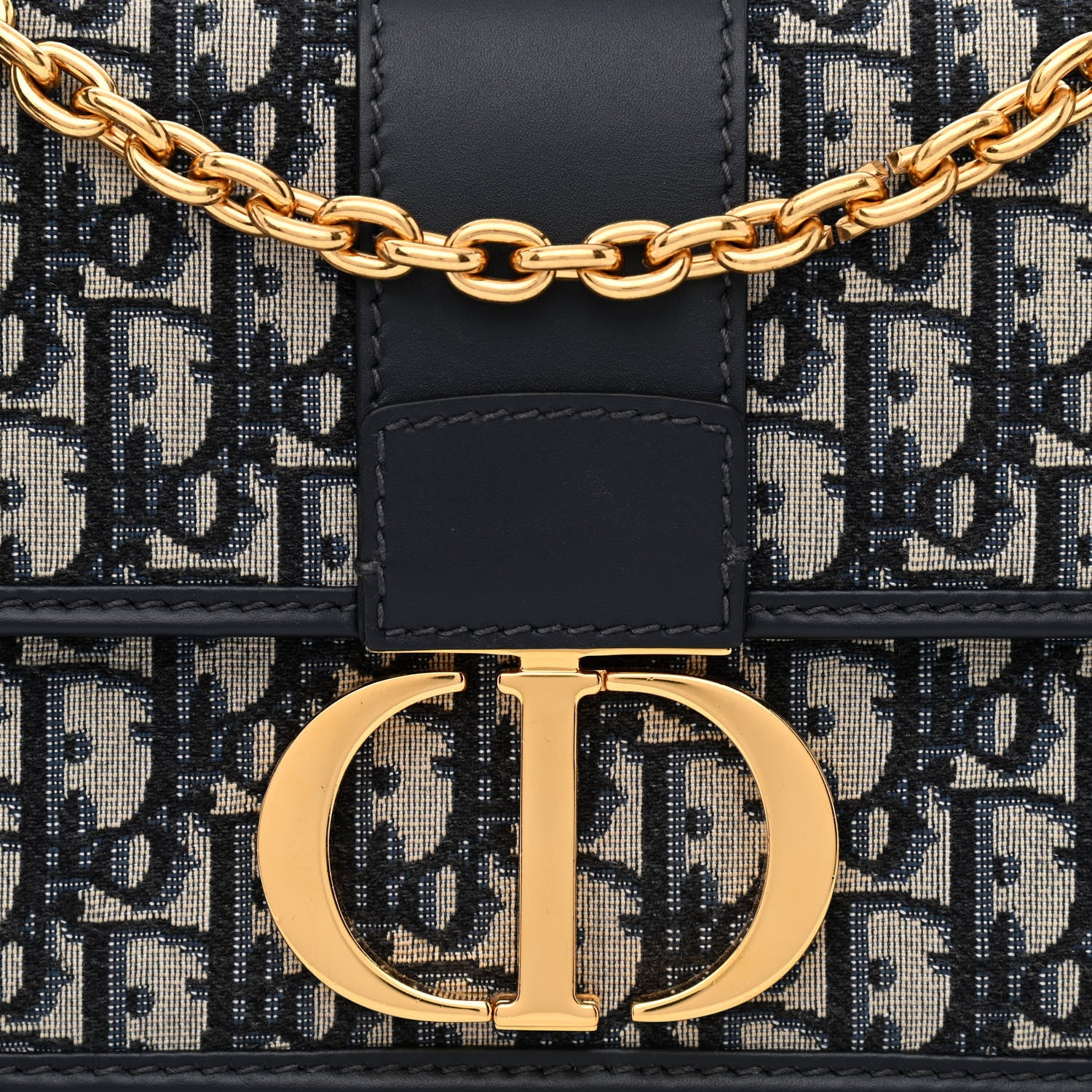 Christian Dior Oblique 30 Montaigne Chain Flap Bag Blue 7 of 10