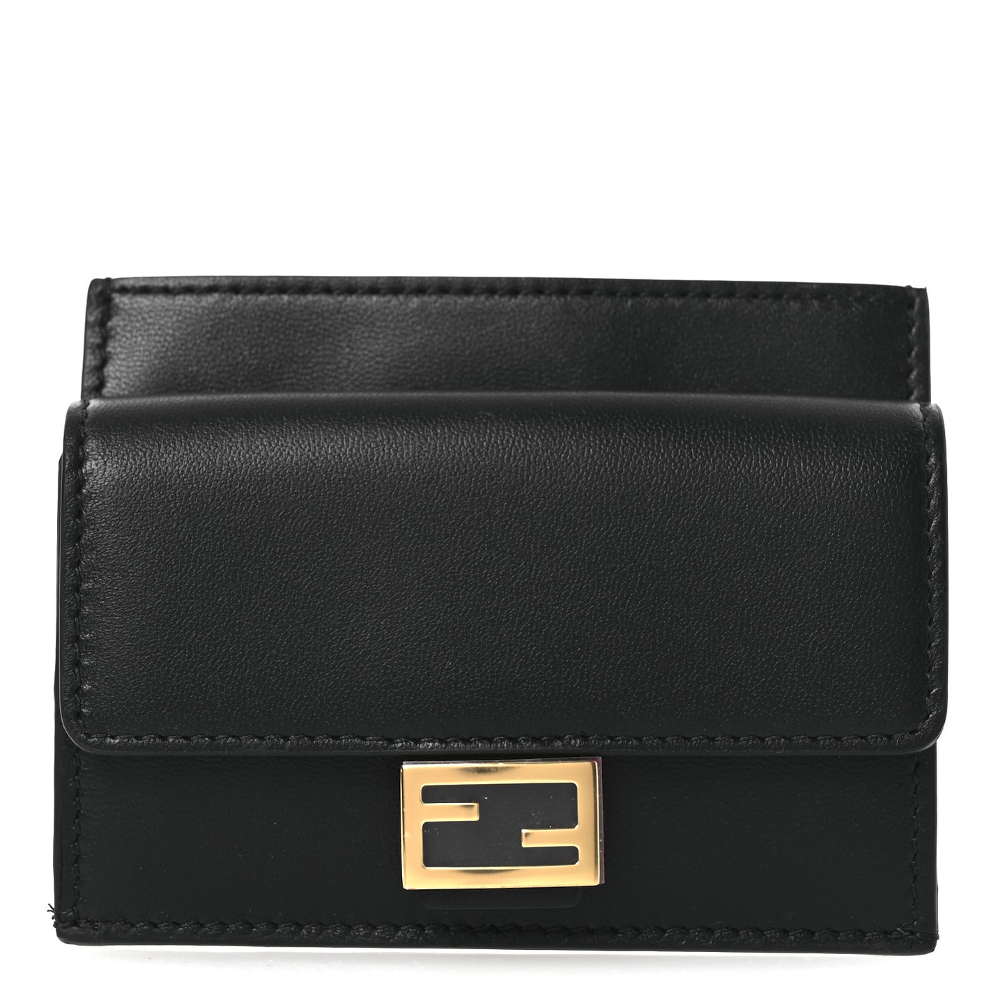 Nappa Matisse FF Diagonal Embossed Fold Over Card Holder Wallet Black