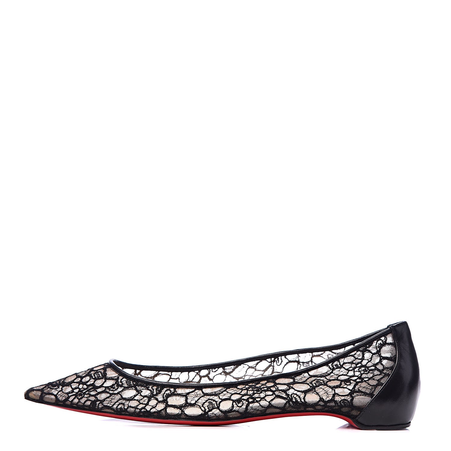 Christian Louboutin Kid Rete Lace Follies Ballerina Flat 41.5 Black 1 of 8