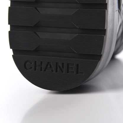 Chanel Shiny Goatskin Calfskin Quilted Lace Up Combat Boots 36 Black 7 of 8