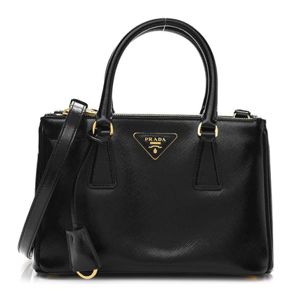 Prada Saffiano Vernice Mini Galleria Double Zip Tote Black 1 of 11