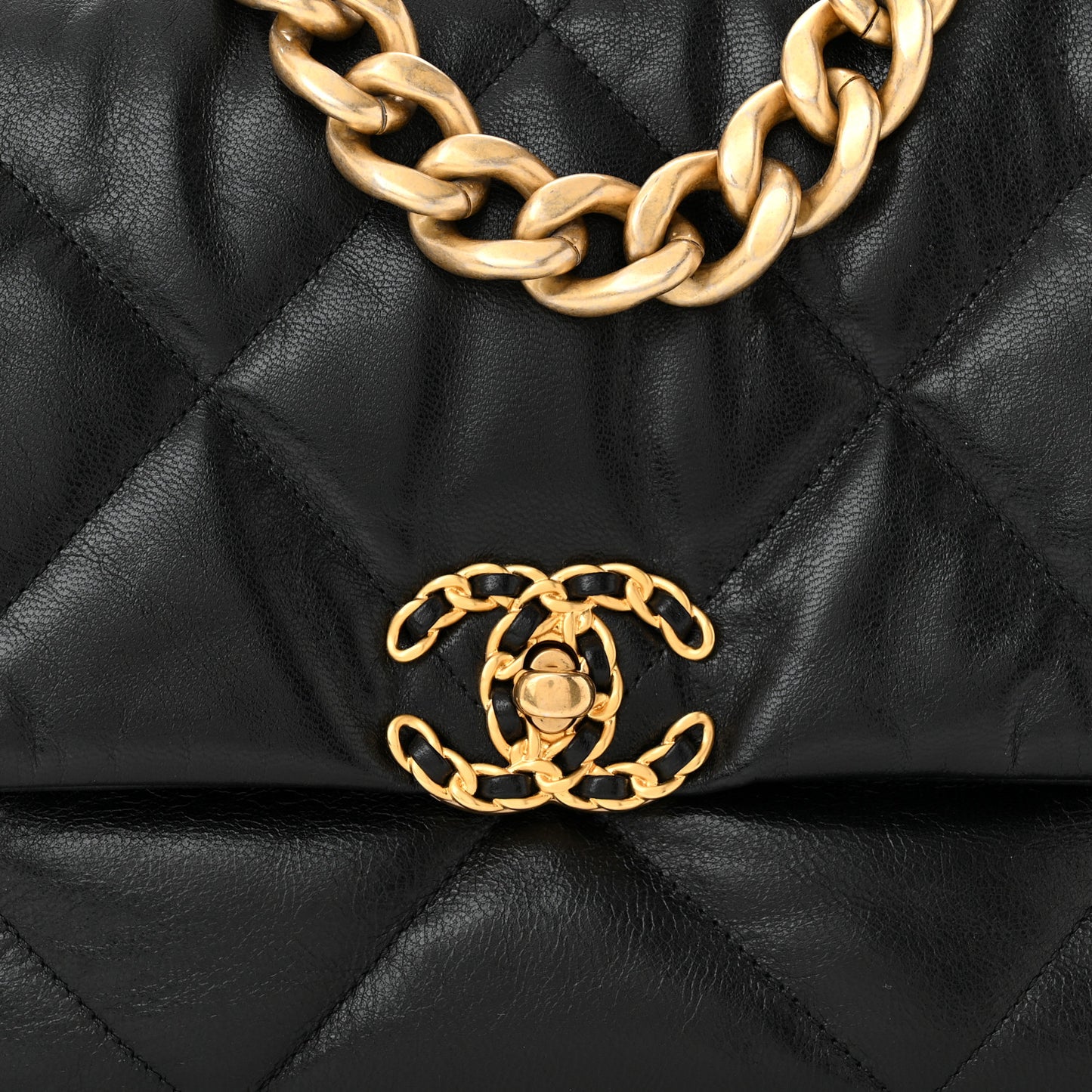 Goatskin Quilted Large Chanel 19 Flap Black