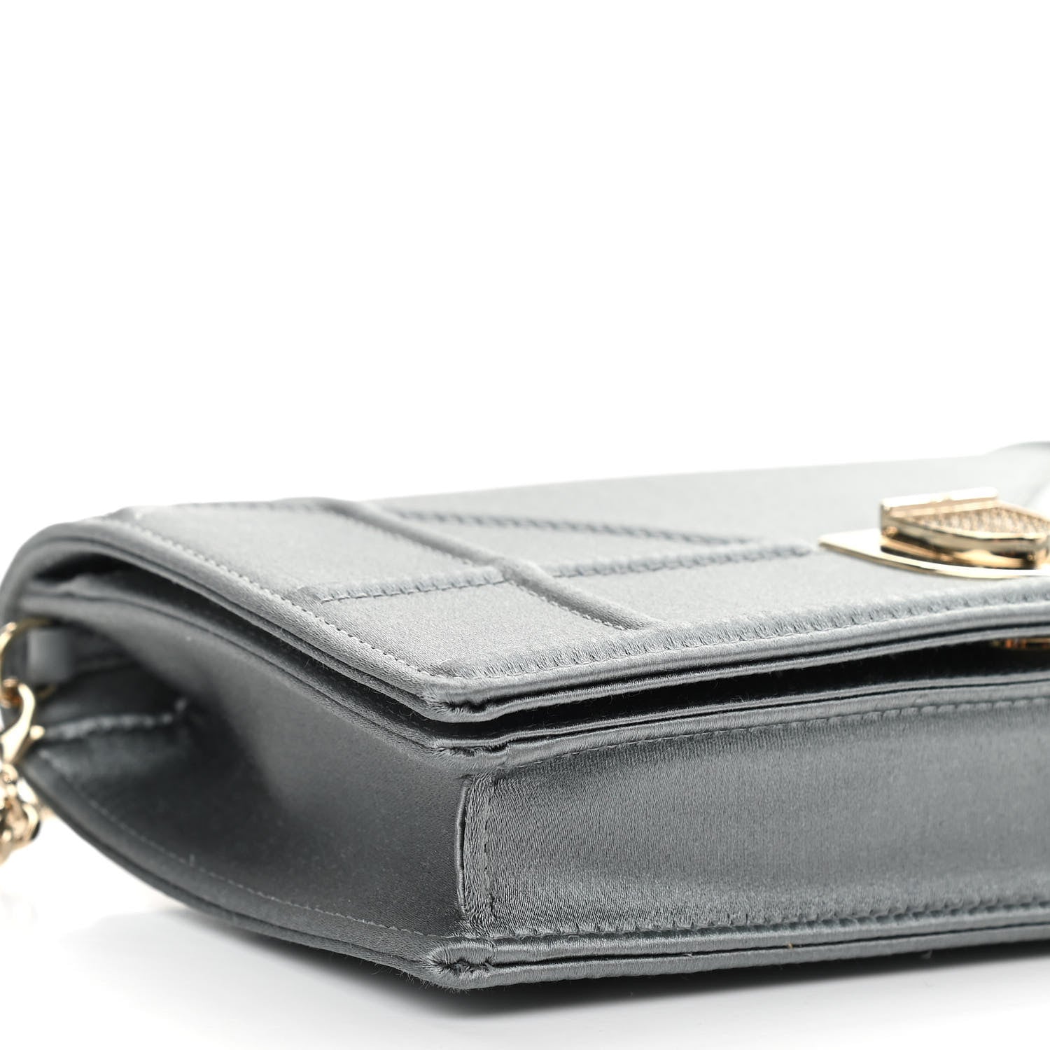Christian Dior Satin Diorama Wallet on Chain Pouch Blue Gray 8 of 9