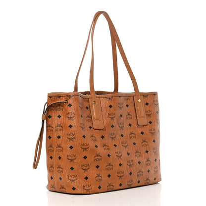 MCM Visetos Medium Liz Reversible Shopper Tote Cognac 4 of 19