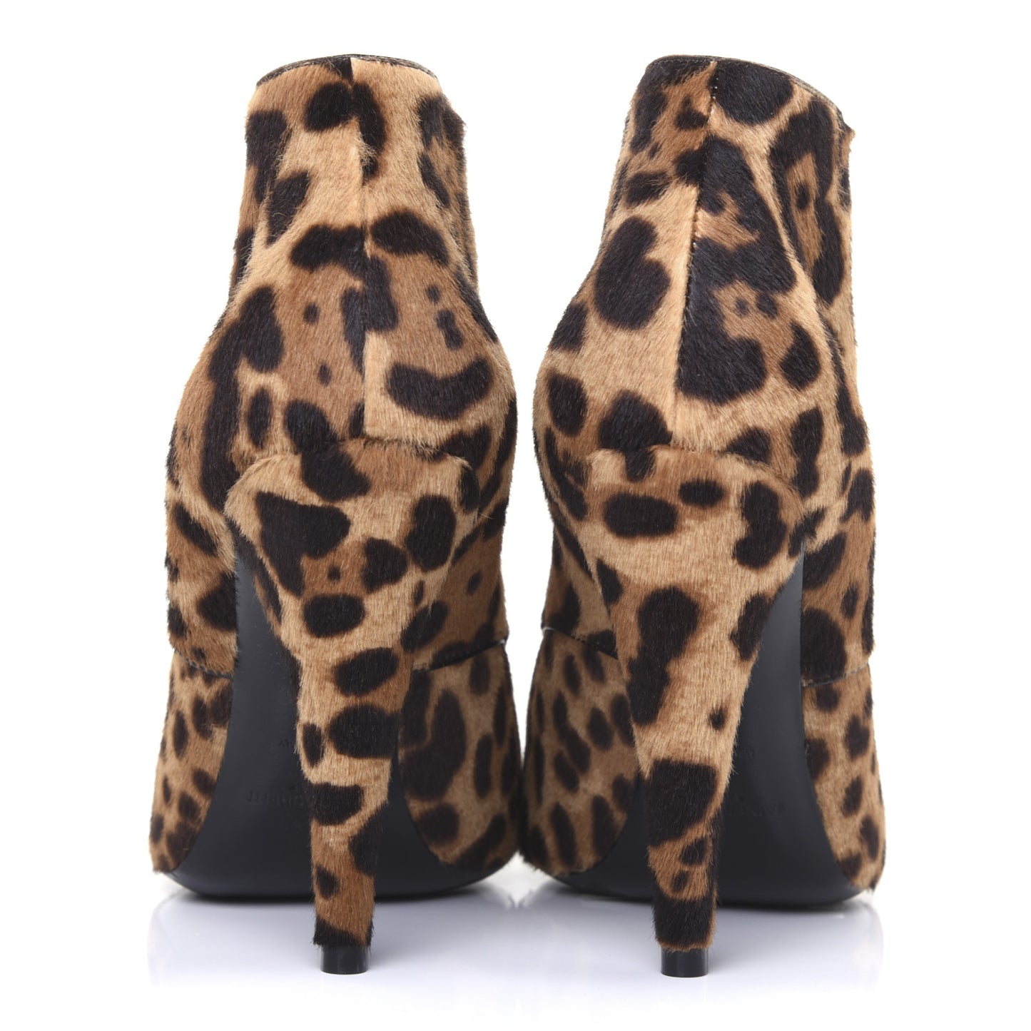 Calfskin Calf Hair Leopard Print Lace Up Ankle Boots 36.5