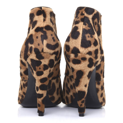 Saint Laurent Calfskin Calf Hair Leopard Print Lace Up Ankle Boots 36.5 7 of 11