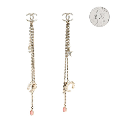 Chanel Crystal Star 5 Drop CC Earrings Gold 2 of 4