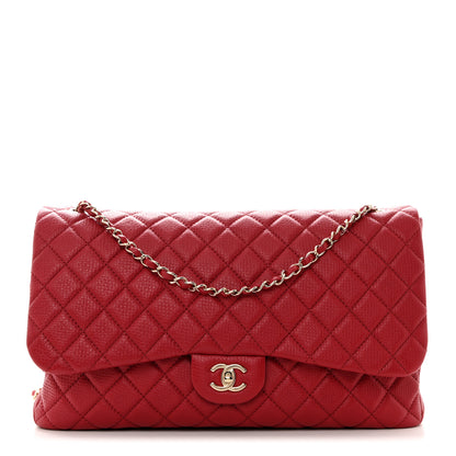 Chanel Metallized Calfskin Quilted Small XXL Travel Flap Bag Red 1 of 10