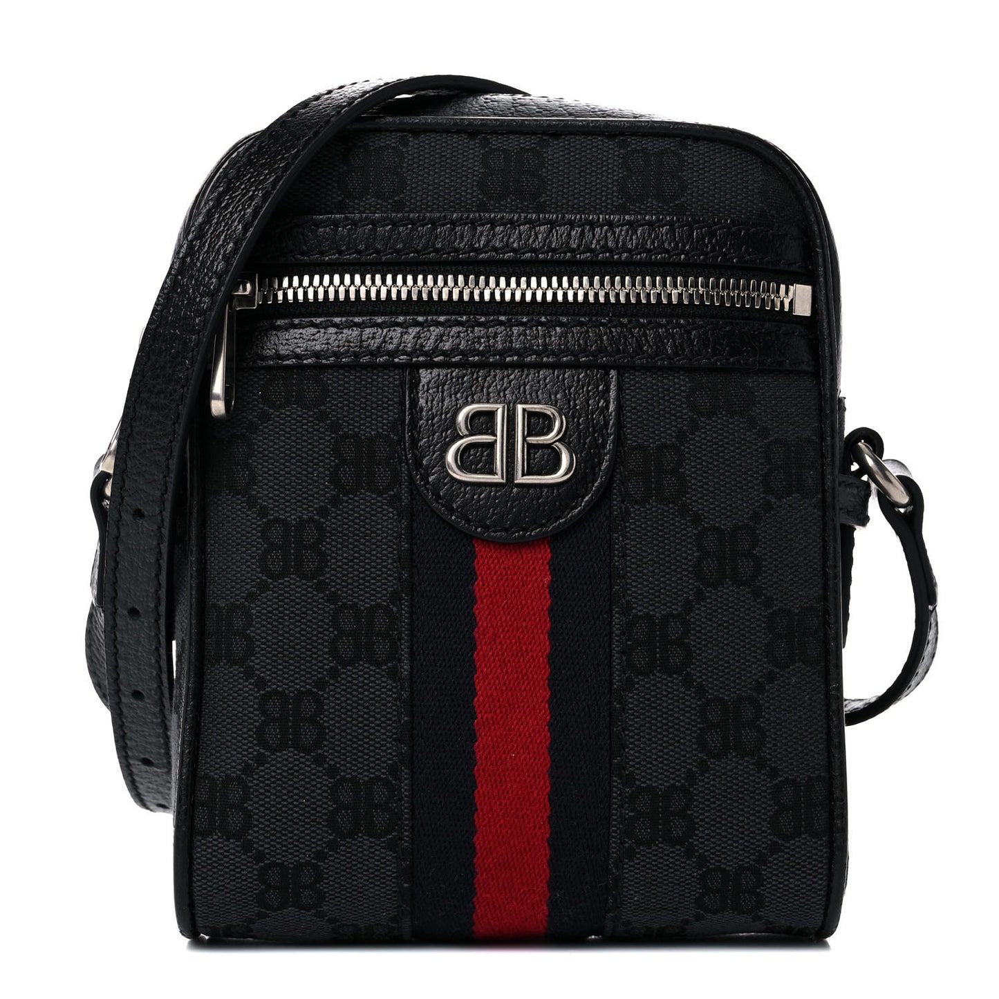X BALENCIAGA BB Monogram Web Mini Ophidia Messenger Black