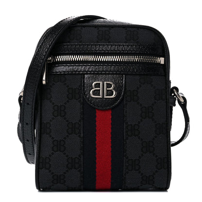 Gucci X BALENCIAGA BB Monogram Web Mini Ophidia Messenger Black 1 of 15