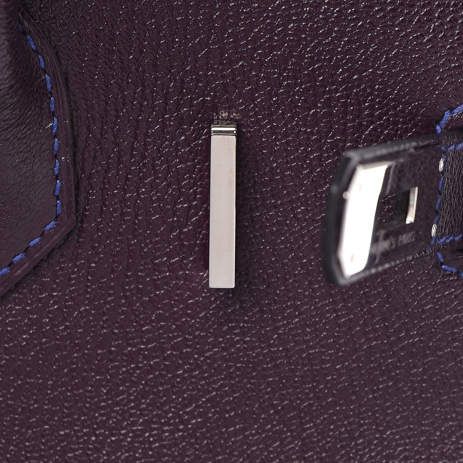 Hermes Chevre Mysore Bi-Color Horseshoe Birkin 30 Raisin Bleu Electrique 28 of 37
