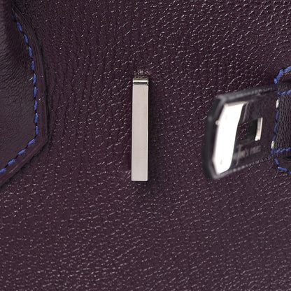 Hermes Chevre Mysore Bi-Color Horseshoe Birkin 30 Raisin Bleu Electrique 28 of 37