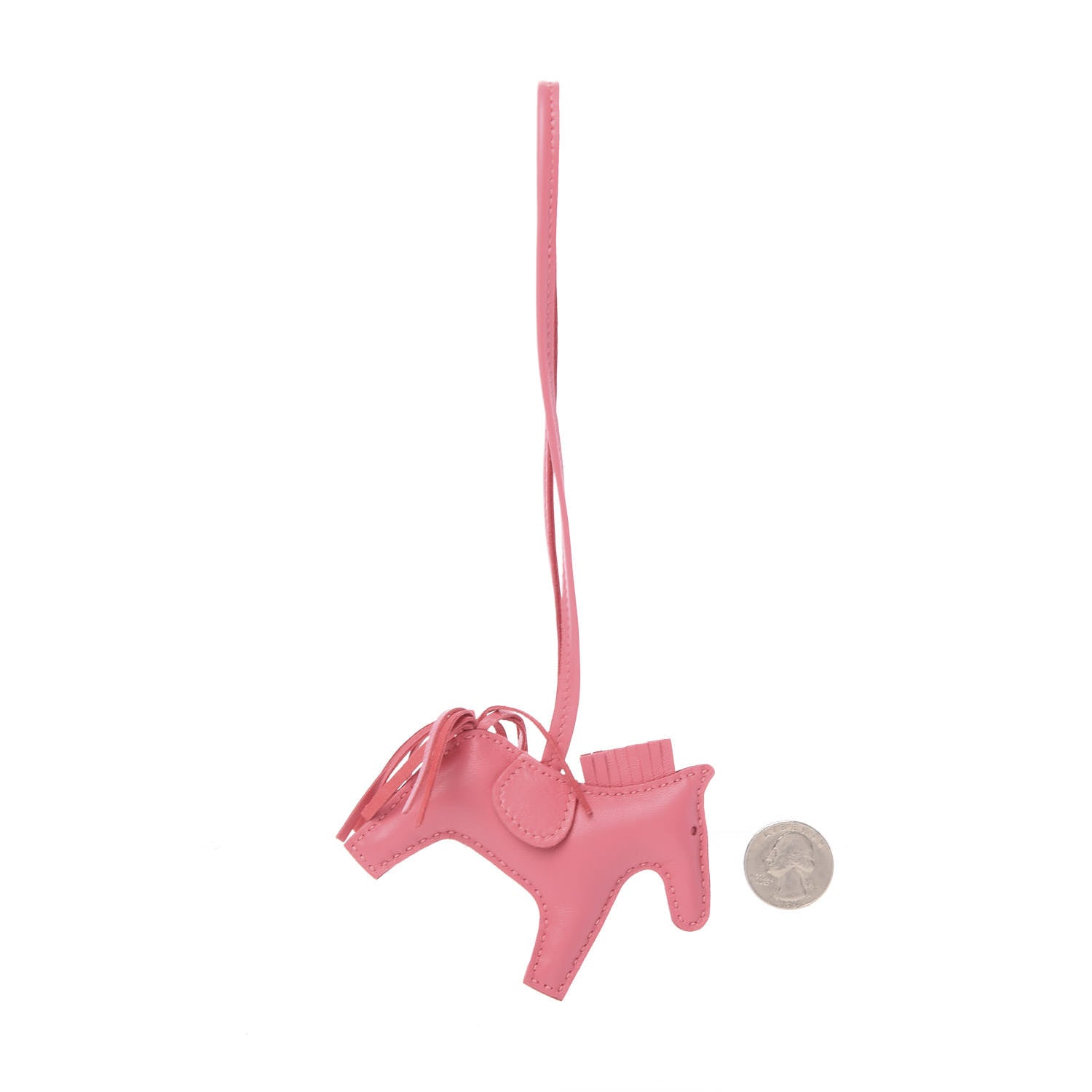 Hermes Milo Lambskin Grigri Rodeo Horse Bag Charm PM Rose Azalee 2 of 5